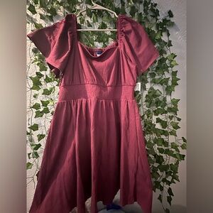 Waist-Defined Flutter-Sleeve Mini Dress